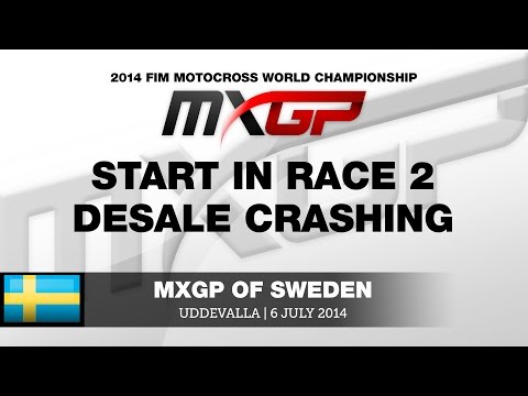 MXGP of Sweden - Start in Race 2 - Clement Desalle crashing - Motocross