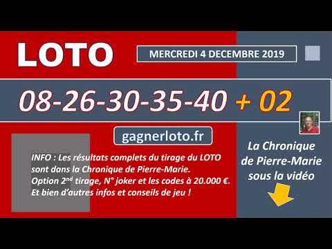 LOTO NUMEROS GAGNANTS TIRAGE MERCREDI 4 DÉCEMBRE 2019