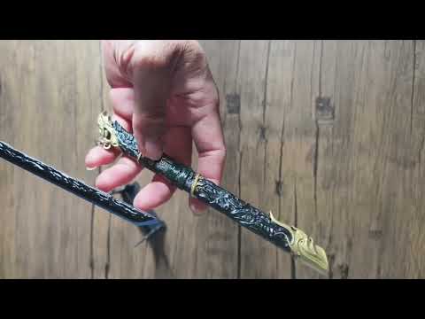 ~子甄彣璟~黑金古刀29cm+刀架 珍藏品 工藝品 模型擺件 生日禮物 交換禮物 不開刃