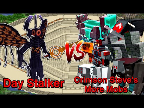 100 Hundred Plus - Minecraft |Mobs Battle| Day Stalker (Marium's Soulslike Weaponry)VS Crimson Steve's More Mobs