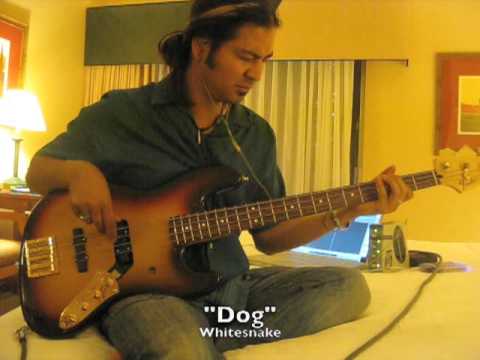 Whitesnake Bassist Uriah Duffy Rehearses "DOG" on Custom Bass.
