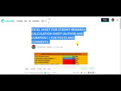 EXCEL SHEET FOR STEEMIT REWARDS CALCULATION SHEET (AUTHOR AND CURATION ) ( FOR POSTS AND COMMENTS )