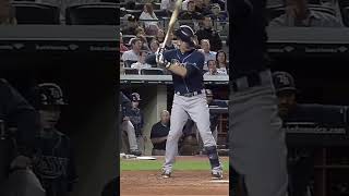 Evan Longoria accidently knocks his helmet over his eyes ????