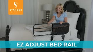 Stander EZ Adjust Bed Rail - Adjustable Adult Safety Railing Swing Down Guard Rail with Pouch