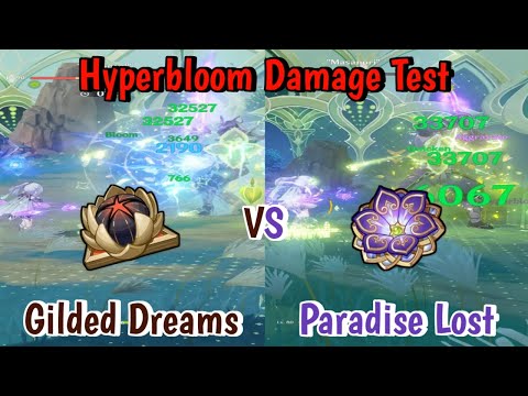 Kuki Shinobu Gilded Dreams vs Paradise Lost Hyperbloom Damage Comparison | Genshin Impact