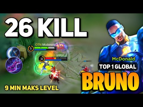 26 KILL! Bruno Best Build 2023 [ Bruno Gameplay Top 1 Global ] By McDonald  - Mobile Legends