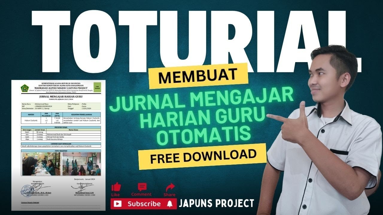 Membuat Jurnal Mengajar Guru Secara Otomatis - Free Download File