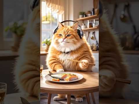 A cute kitten eating fish🥰