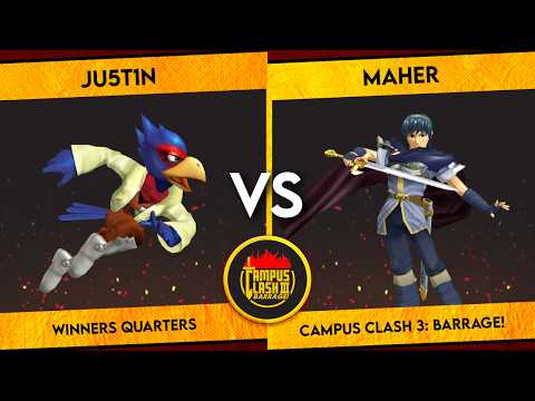 Campus Clash 3 | Ju5t1n (Falco) vs Maher (Marth) | Melee Winners Quarters