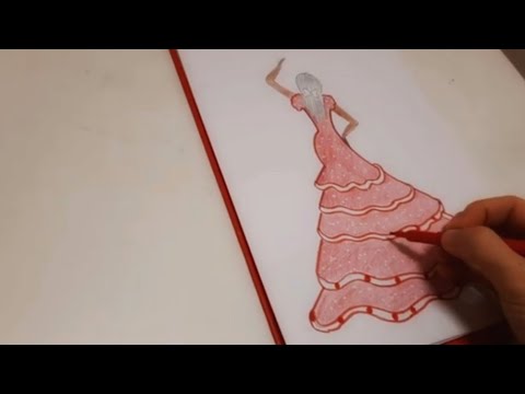 How to Draw Flamenco Dancer / Easy Relaxing Drawing Video Tutorial