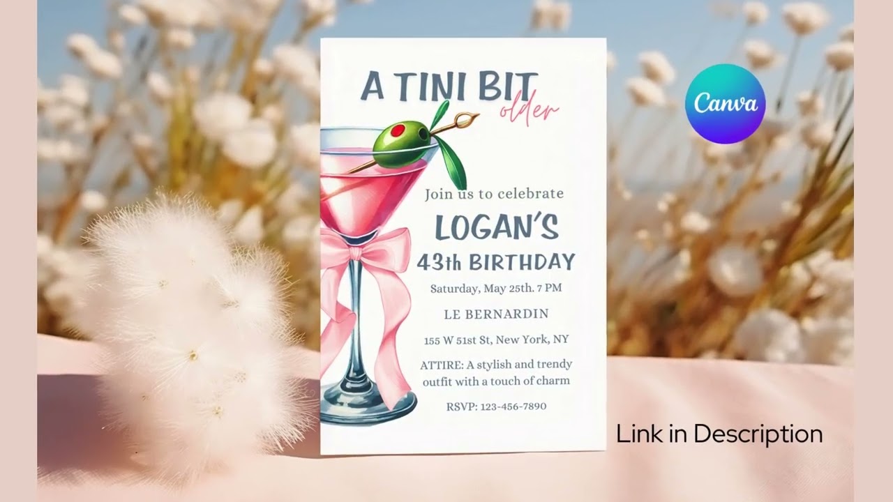 A Tini Bit Older Espresso Birthday Party Invitation Martini Birthday Party Cocktail Birthday Party