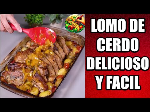 como hacer lomo de cerdo al horno facil y rapido jugoso! 😋