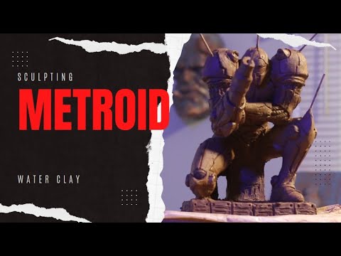 Sculpting Metroid Samus Aran in Water CLay