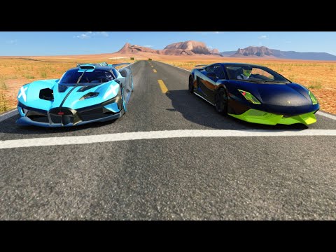 Lamborghini Gallardo LP-7777 SL Quad Turbo vs Bugatti Bolide at Monument Valley