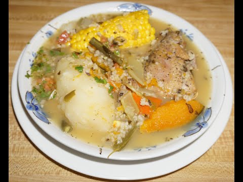 CAZUELA DE POLLO A LA CHILENA. TIPICAL CHILEAN CHICKEN SOUP