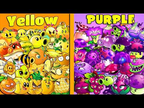 All Plants Team PURPLE vs YELLOW-ORANGE - Who Will Win? - Pvz 2 Team Plant vs Team Plant