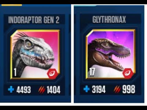 GLYTHRONAX BATTLE INDORAPTOR GEN 2 II Jurassic World The Game II Dinosaurs Game