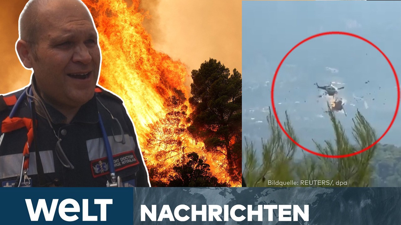 INFERNO IN GRIECHENLAND: Löschhubschrauber stürzen ab! 12.000 Hektar Land zerstört | STREAM