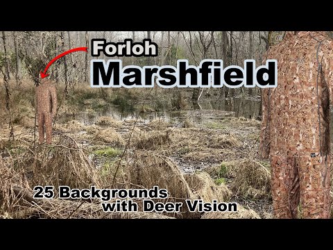 Forloh Marshfield hunting camo in Human and Deer Vision on 25 Backgrounds