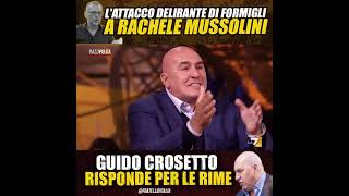 Meloni: L'attacco delirante di Formigli a Rachele Mussolini. Crosetto risponde per le rime.