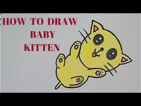 HOW TO DRAW A BABY KITTEN KOR KIDS