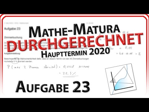 Matura 2020: Aufgabe 23 -  Zimmerbuchung / Binomialverteilung Wahrscheinlichkeit (Haupttermin)