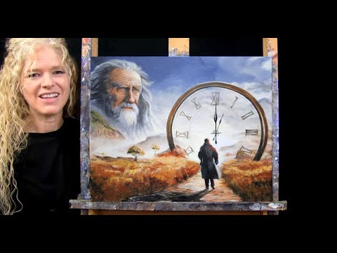 FATHER TIME-Learn How to Draw and Paint with Acrylics-Easy Beginner Acrylic Canvas Painting Tutorial