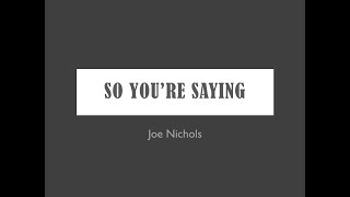 So You're Saying- Joe Nichols Lyrics