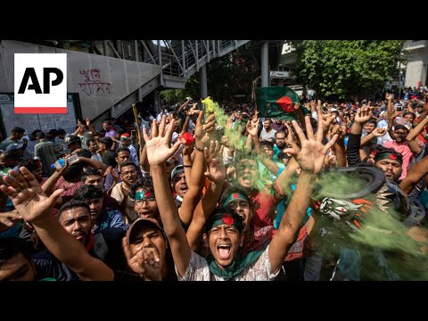 People in Bangladesh celebrate after Prime Minister Sheikh Hasina resigns