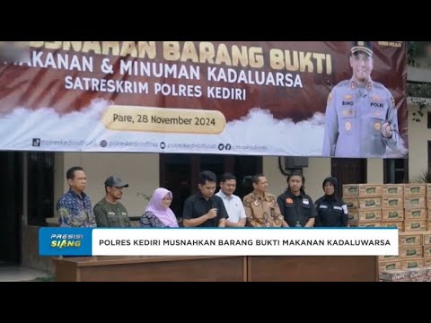 POLRES KEDIRI MEMUSNAHKAN BARANG BUKTI MAKANAN DAN MINUMAN KEDALUWARSA