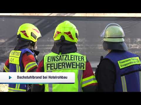 Dachstuhlbrand bei Hotelrohbau in Ruhstorf (25.07.2022)