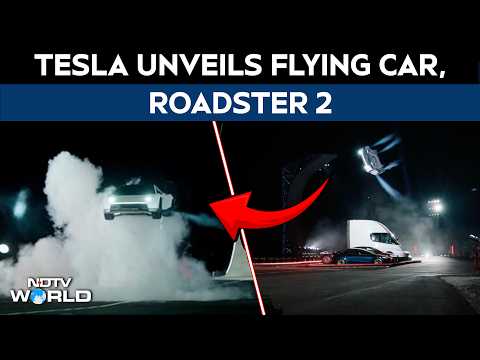 Tesla Roadster | Musk Unveils New Flying Car | Roadster 2 Drives Upside Down In Jaw-Dropping Demo