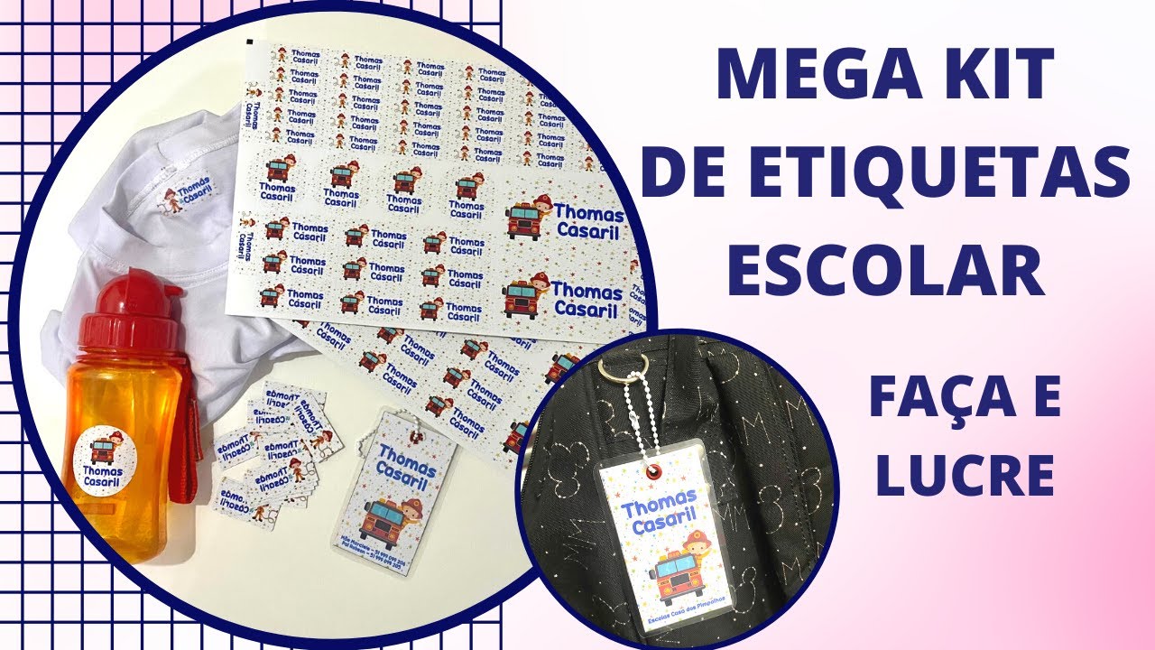ETIQUETAS ESCOLARES PERSONALIZADAS | APRENDA A FAZER UM KIT COMPLETO