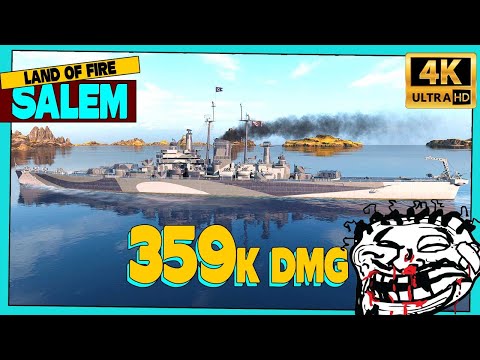 Cruiser Salem on map Land of Fire, 359k damage - World of Warships