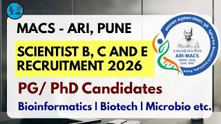 MACS–ARI Pune Recruitment 2026 | Scientist B/C/E | Permanent Jobs | PG/PhD