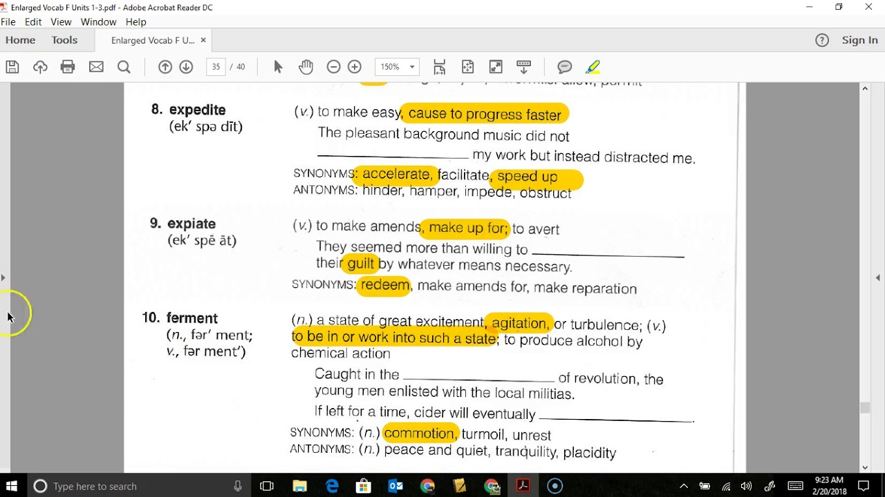 Vocab F Unit 3 Help Video