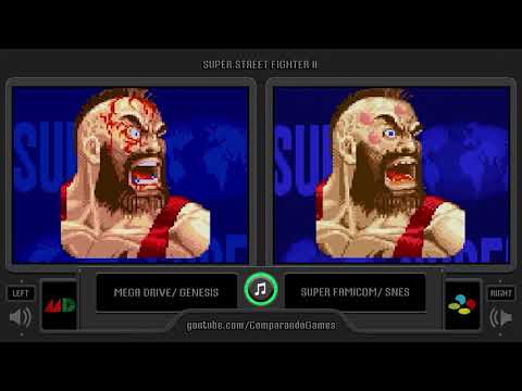 Portrait Comparison of Super Street Fighter II (Sega Genesis vs SNES) Side by Side Comparison