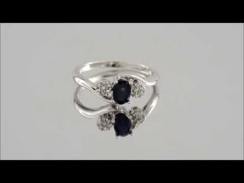 9ct White Gold Diamond And Sapphire Crossover Ring - D7951