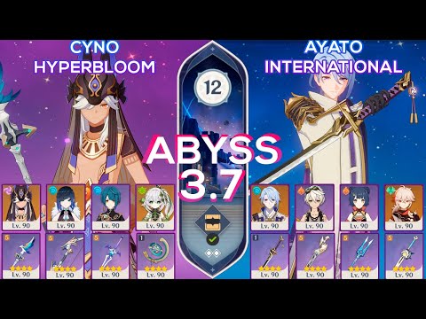 NEW Spiral Abyss 3.7 C0 Ayato International & C2 Cyno Hyperbloom I Floor 12 9 stars Genshin Impact