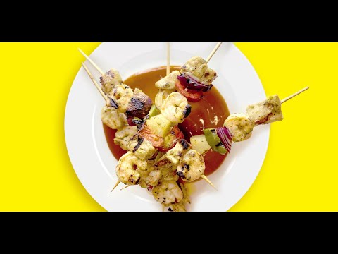 Caribbean Seafood Kebabs