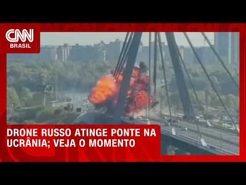 Veja momento que drone russo atinge ponte na Ucrânia | CNN BRASIL