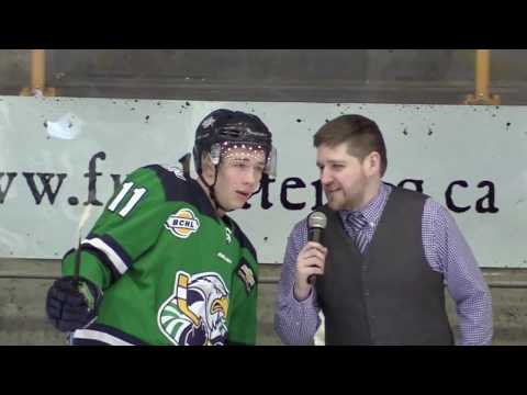 Caige Sterzer scores a Gordie Howe hat-trick in his 100th BCHL game