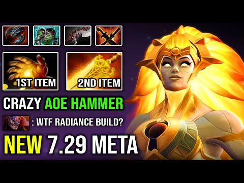 WTF 7.29 NEW META Radiance + Midas Dawnbreaker | EPIC Hammer AoE Burning Ultra Tanker 53K DMG Dota 2
