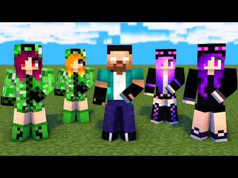 MONSTER SCHOOL : SIMPLE DIMPLE HEROBRINE, CREEPER GIRL, ENDER GIRL - MINECRAFT ANIMATION