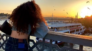 GALATA BRIDGE: 4K Istanbul Walk over the Bosphorus at Sunset