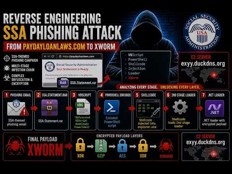 Reverse Engineering an SSA Phishing Attack | VBScript → PowerShell → Shellcode → XWorm