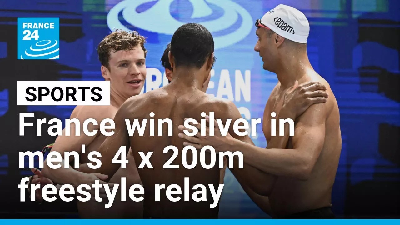 Video: France wins silver in men's 4x200m freestyle at 2026 European Aquatics Championships