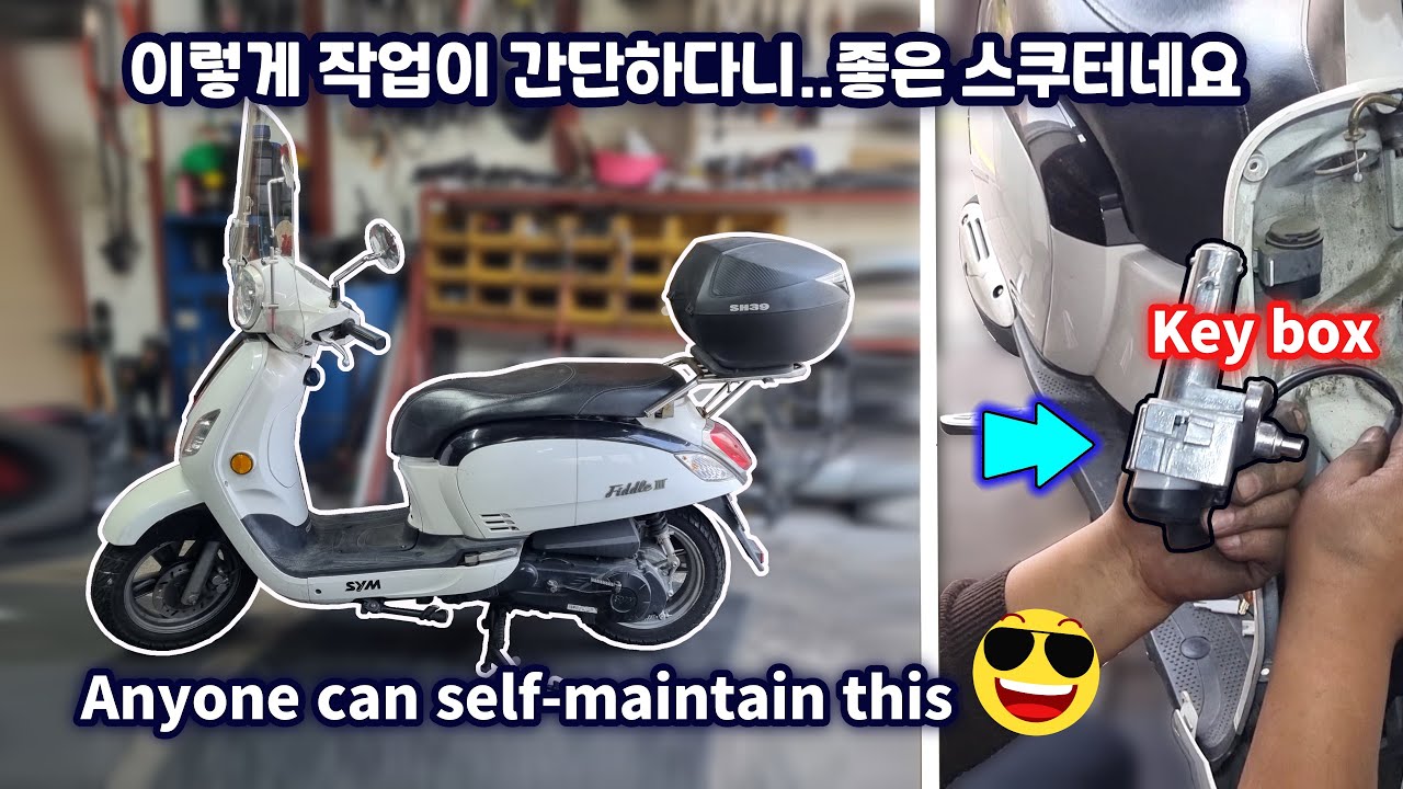 Very easy motorcycle key set and battery change. SYM Fiddle 3 Pretty Scooter self repair