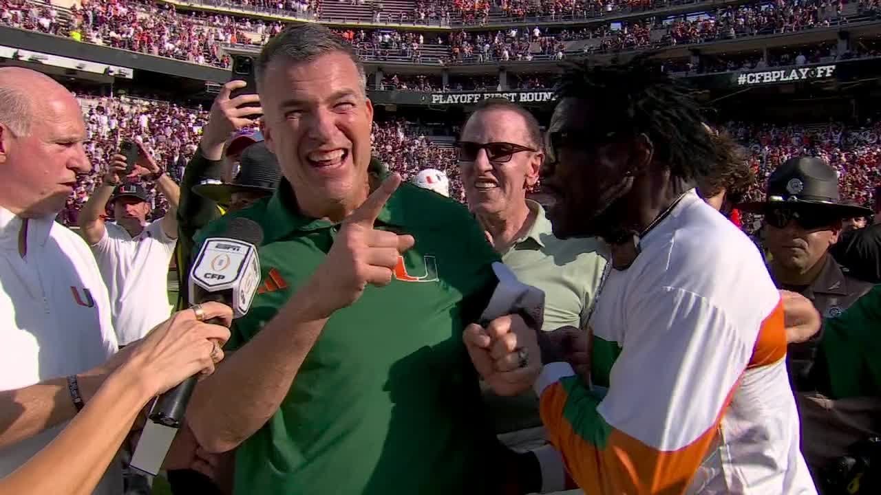 'WAY TO GO COACH' 🗣️ Michael Irvin interrupts Cristobal's interview after CFP win vs. Texas A&M