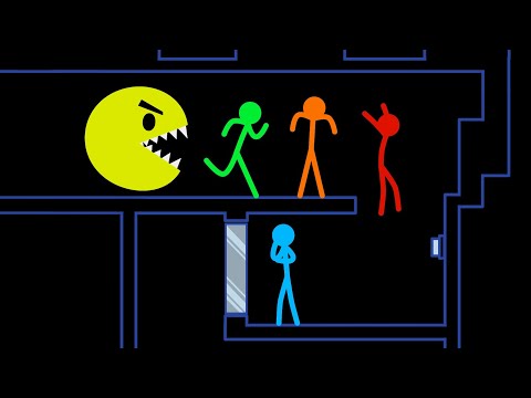 Red and Blue , Stickman Escape Animation - Part 38 ( PACMAN )